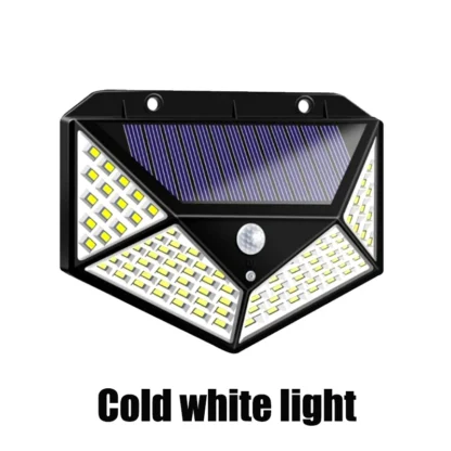 100 luces LED de pared lámpara Solar para exteriores Sensor de movimiento PIR luz de calle alimentada por energía Solar para decoración de jardín