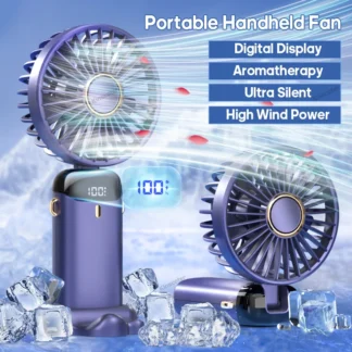 Mini ventilador portátil de mano, 5 velocidades de viento ajustables, 800mAh, cuello portátil para exteriores, pequeño ventilador, circulador de aire silencioso, enfriador