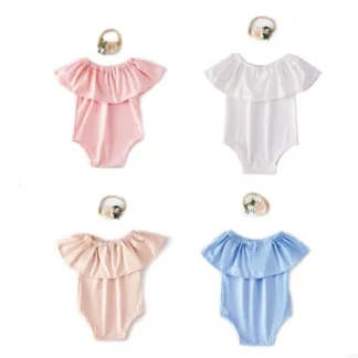 U50F 1 Juego mono y tocado para niñas recién nacidas vestido princesa traje fotografía