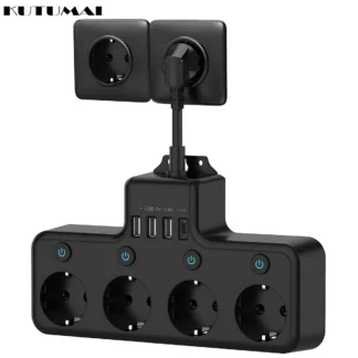 KUTUMAI-regleta con 4 tomas de corriente AC, enchufe eléctrico de pared, 3 USB-A y 1 USB-C, toma de corriente de carga rápida para el hogar y la Oficina