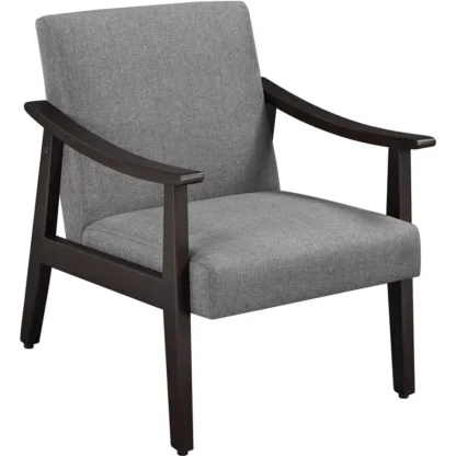 Smile Mart-sillón de piel sintética de mediados de siglo, con patas de madera maciza, color marfil