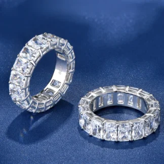 ANZIW-Anillo de Plata de Ley 925 con eternidad completa, banda de circón 5A de corte radiante de 6x4mm para mujer, joyería de fiesta de lujo con diamante simulado
