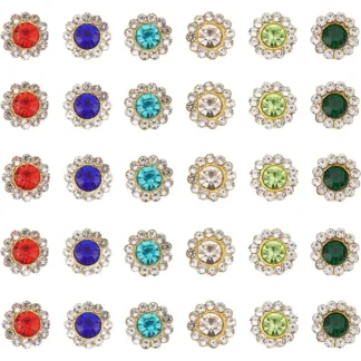 600 Uds. De diamantes de imitación con forma de flor de 8mm para coser en 6 colores, botones de cuentas con parte posterior plana brillante, botones de adornos de cristal para hacer kit