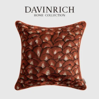 Davinvirich-funda de almohada decorativa para sofá, cubierta de cojín con bordado de geometría roja de ladrillo Retro, Hardware de restauración, decoración de estilo americano
