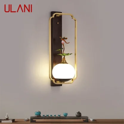 ULANI Lámpara de pared de latón contemporánea estilo chino creatividad LED sala de estar dormitorio estudio habitación Hotel Villa pasillo montaje de pared