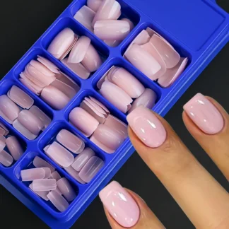 100 Uds. De uñas postizas acrílicas trapezoidales medianos, color rosa y blanco, cobertura completa, extensión de uñas artificiales, puntas de uñas postizas