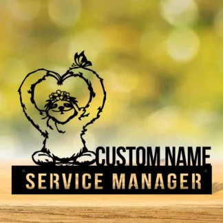 Cuña de placa de nombre de escritorio personalizada, placa de nombre de perezoso divertida, señal de oficina, placa de brazos de corazón de perezoso de empresa