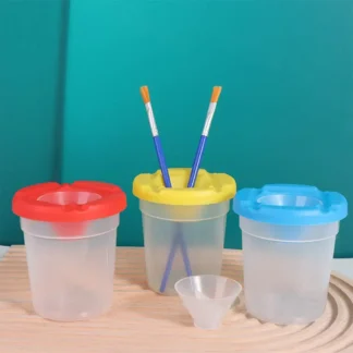 Pluma de pintura multifuncional, taza de lavado, vasos de pintura transparentes de plástico para niños, útiles escolares prácticos