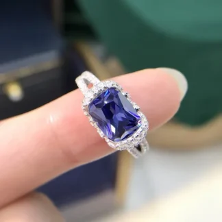 Spring qiaoer-Anillo de Plata de Ley 925 Vintage para mujer, sortija ovalada de 7x9 MM Con piedra preciosa de zafiro de moissanita creada, regalo de joyería fina