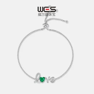 Pulsera de Esmeralda cultivada de amor, oro de 18 quilates lleno de piedras de bebé de colores PT950, joyería de mano del tesoro de color de amor de platino