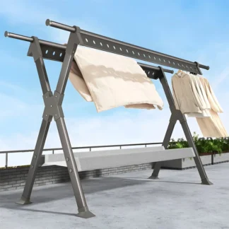 200LBS 97,4 pulgadas estante de secado de aluminio resistente percha de lavandería plegable Extensible para colgar en interiores y exteriores,