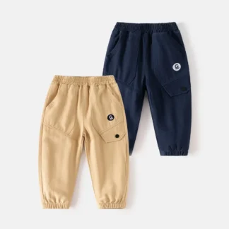 Nuevo 2025 primavera otoño niños Patchwork pantalones casuales niño suelto sólido cintura elástica pantalones largos de algodón ropa para niños
