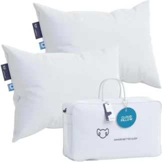 Almohada de lujo de plumón blanco canadiense Natural, 625 de potencia de relleno, carcasa de algodón 100%, 500 de hilo, grande, suave, 2 paquetes