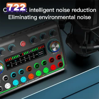 Mezclador de tarjeta de sonido para transmisión en vivo, tablero de sonido de Podcast, tablero de sonido de voz, mezclador de estudio de música DJ, limpieza P99 para teléfono, PC y ordenador