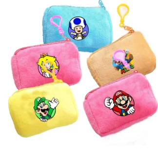 Monedero de Super Mario para niños y niñas, bolsa de almacenamiento de dibujos animados, Mini almacenamiento cuadrado, Lindo bolso de mano de felpa, regalos de vacaciones para estudiantes