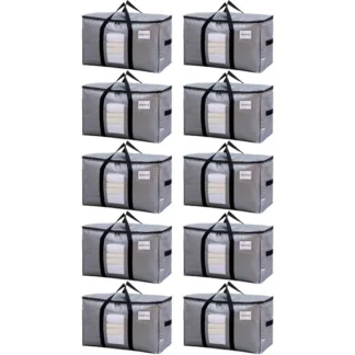 Bolsas para mudanzas grandes, paquete de 8 bolsas azules resistentes para almacenamiento con ventana visible, asas envolventes, bolsas de almacenamiento para espacio