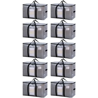 Bolsas para mudanzas grandes, paquete de 8 bolsas azules resistentes para almacenamiento con ventana visible, asas envolventes, bolsas de almacenamiento para espacio
