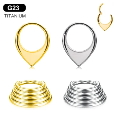 100% ASTM F136 titanio gota de agua nariz anillo Piercing cinco capas joyería del cuerpo 16G tabique Clicker hélice cartílago de la oreja Daith Hoop