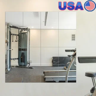 Azulejos de espejo cuadrados sin marco, espejos de pared autoadhesivos de 12x12 pulgadas, decoración de gimnasio para baño, dormitorio, paquete de 16