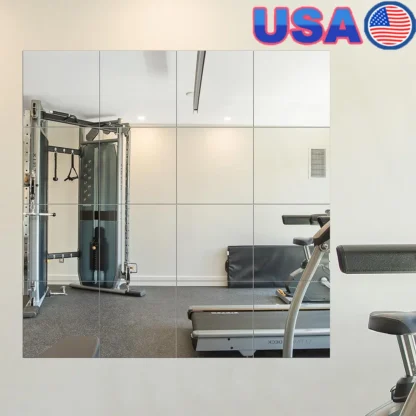 Azulejos de espejo cuadrados sin marco, espejos de pared autoadhesivos de 12x12 pulgadas, decoración de gimnasio para baño, dormitorio, paquete de 16