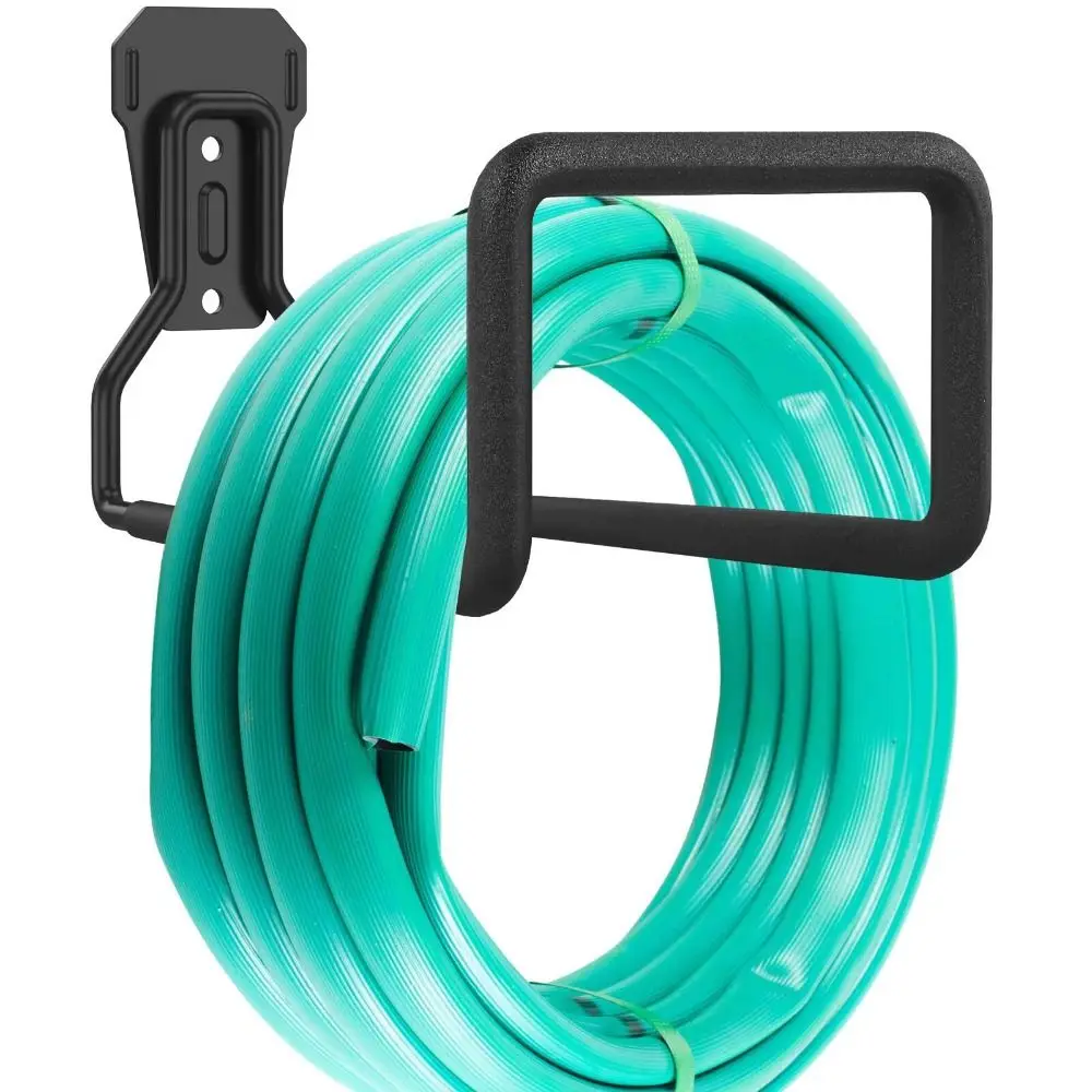 Soporte de gancho para manguera de hierro, estante de almacenamiento de manguera de agua resistente montado en la pared, gancho de jardín antideslizante con soporte de carga fuerte