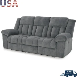 Sofá reclinable eléctrico con reposacabezas ajustable y puertos USB Gris 91