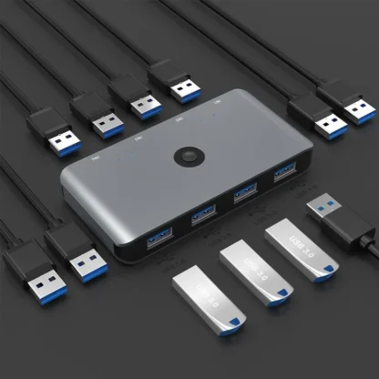 Selector de interruptores USB 3,0/USB 2,0 KVM, 4 ordenadores, compartir 4 dispositivos USB, adaptador de concentrador de caja de interruptores periféricos USB 3,0