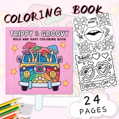 Libro para colorear Trippy & Groovy para jóvenes: 24 páginas de bocetos de animales psicodélicos, pintura creativa y arte relajante