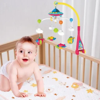 Luces de juguete para cuna de bebé, función de proyector, cama Musical para niños, juguete colgante con Control remoto, decoración de guardería, Bab multifuncional