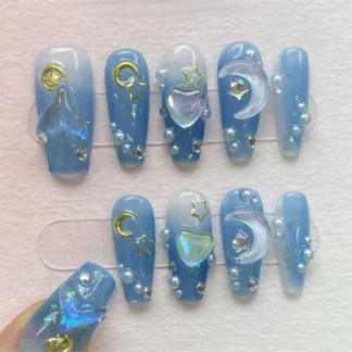 10 Uds. De uñas artificiales francesas cortas hechas a mano, ojos de gato, diamantes de imitación brillantes, cubierta completa, uñas postizas de ballet con pegamento