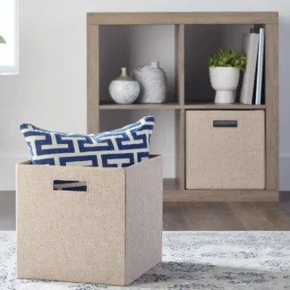 (Paquete de 2) Contenedor de almacenamiento de cubos de tela plegable Better Homes & Gardens, color canela