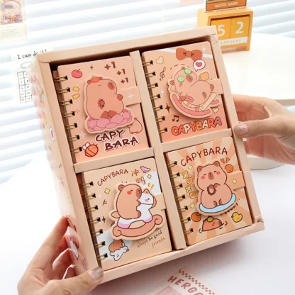1 Uds. Cuaderno de bobina Kawaii A7 capibara de dibujos animados Mini Bloc de notas diario Agenda planificador lindo cuaderno de bobina de bolsillo papelería para estudiantes