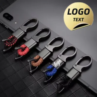 LLavero con logotipo personalizado, cuerda tejida de súper fibra en blanco, grabado láser, llavero de coche, nombre, anillo personalizado, llavero con número de empresa