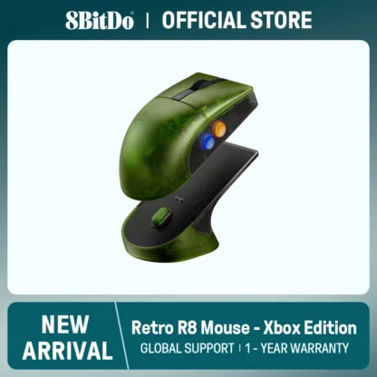 Ratón Retro R8 8BitDo con sensor óptico PAW 3395 DPI 26K, ratón inalámbrico 4K con base de carga - Edición Xbox
