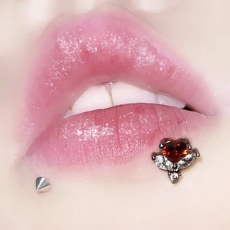 1 pieza de labio de flor, Color plateado, rojo, rosa, circonita, corazón, Labret, Piercing de acero inoxidable, cartílago, joyería corporal de moda