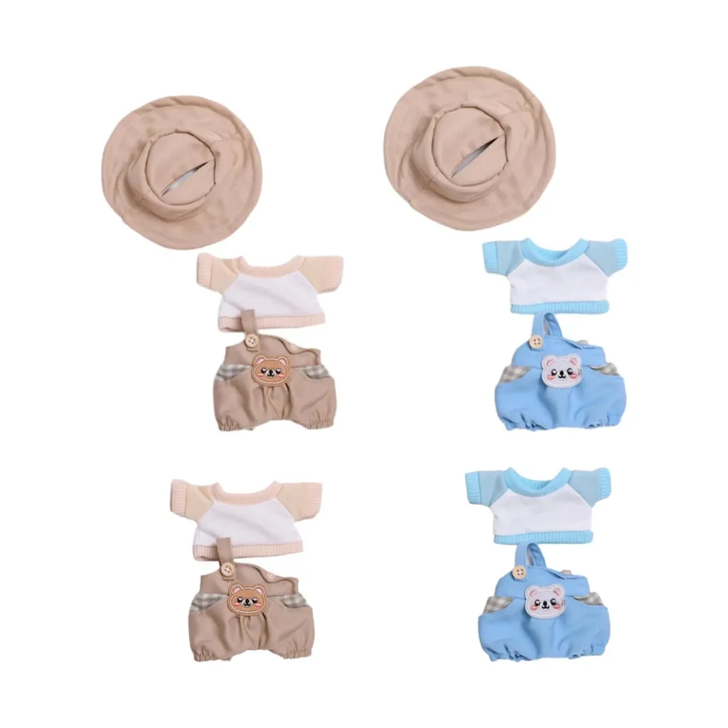 Ropa de muñeca de peluche de 15cm y 17cm, accesorios de muñeca de peluche DIY, accesorios para fotos, ropa cómoda de animales de peluche de dibujos animados