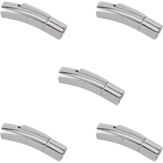 Cierres de bayoneta de columna con orificio de 5mm, 5 juegos de cierres de bayoneta de acero inoxidable, cierre final de cordón de cuero, kit de fabricación de cierre integral