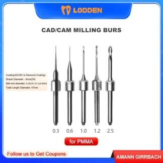 Amann Girrbach-máquina de fresado para laboratorio Dental, herramienta de precisión de materiales dentales, pulido PMMA 0,3/0,6/1,0/2,5mm, revestimiento NC