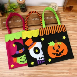 Disfrute de nuevas bolsas de dulces de Halloween con asas, cubo de almacenamiento de dulces, bolsa de dulces fantasma de calabaza, bolsa de mano, accesorios de decoración de Halloween