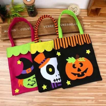 Disfrute de nuevas bolsas de dulces de Halloween con asas, cubo de almacenamiento de dulces, bolsa de dulces fantasma de calabaza, bolsa de mano, accesorios de decoración de Halloween