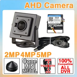 Lente cónica de 3,7 mm de metal súper pequeña 32 * 32 mm TODOS los DVR ✔   4in1 CVBS/TVI/CVI AHD Mini cámara 1080P 4MP 5MP 4K CCTV Ultra HD con soporte
