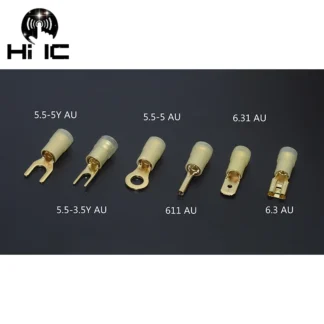 Conectores de pala de terminal de engarzado de conector de cable macho hembra con aislamiento de oro de 24 quilates chapados en cobre -196 ° Prensado en frío en forma de U O