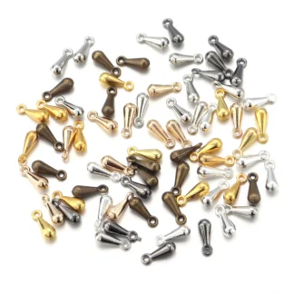 Cuentas de gota de agua de aleación, accesorios de extensión para colgante de 8 colores, suministros para fabricación de joyas Diy, 100-200 unidades por lote, 2 × 7mm, 3 × 9mm