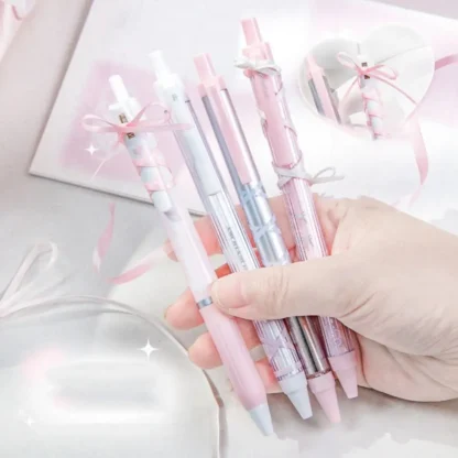 4 unids/set correa de Ballet serie Ballet pluma de Gel cinta prensa tinta negra bolígrafo de Gel pluma Neutral sensación brillante