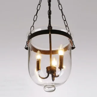 Lámpara colgante de hierro para Loft, accesorio de iluminación E14, Retro, país americano, Cubo de vidrio, Bar mediterráneo, almacén