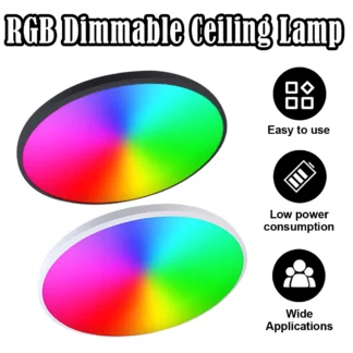 El accesorio de luz del techo redondo inteligente de Rgb llevó caliente / blanco Bluetooth / wifi Dimmable Night 16 colores trabaja con Alexa Gaming Decorative