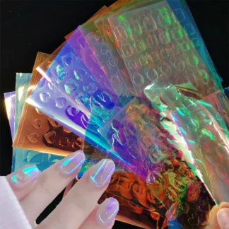 10/11 Uds Aurora pegatina de transferencia de lámina para uñas calcomanías holográficas Aurora gradiente de vidrio pegatina de arco iris lámina para uñas papel de vidrio roto