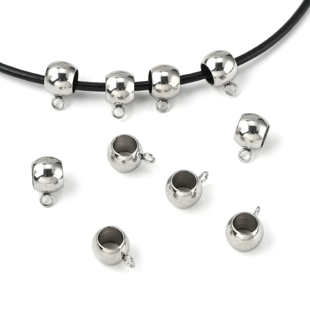 10 Uds. De rieles de tubo de acero inoxidable 201, rieles de bucle para hacer joyería artesanal, 11x8x6mm, agujero: 1,8mm, diámetro interior 5mm