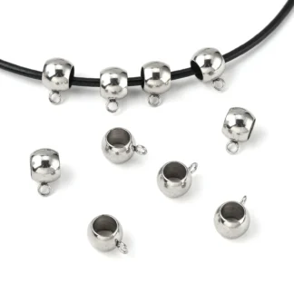 10 Uds. De rieles de tubo de acero inoxidable 201, rieles de bucle para hacer joyería artesanal, 11x8x6mm, agujero: 1,8mm, diámetro interior 5mm