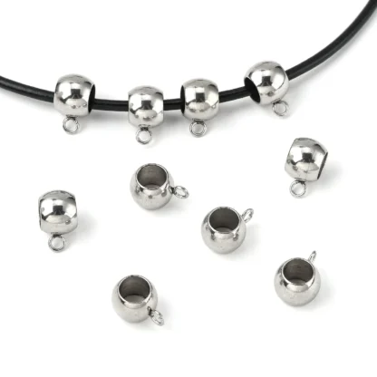 10 Uds. De rieles de tubo de acero inoxidable 201, rieles de bucle para hacer joyería artesanal, 11x8x6mm, agujero: 1,8mm, diámetro interior 5mm